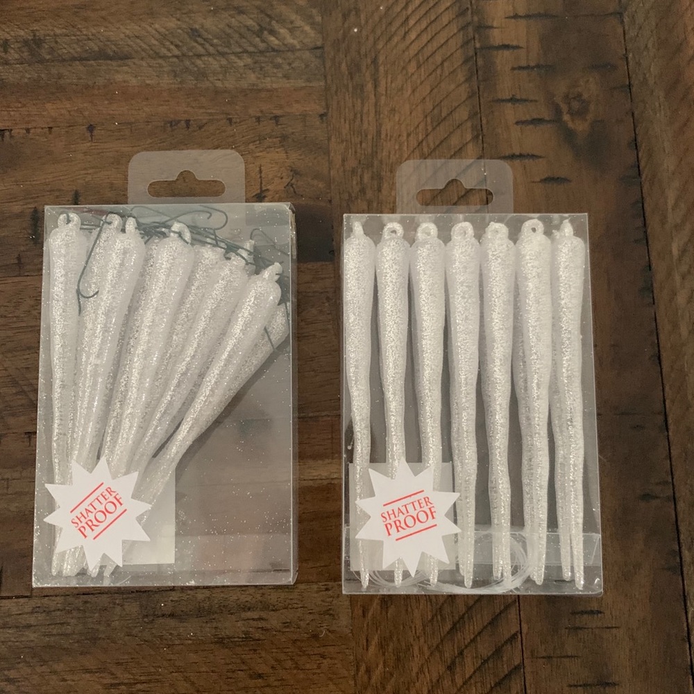 *SOLD* Shatterproof Glitter Icicle Ornaments